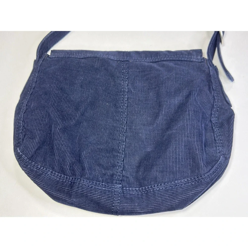 Lucky Corduroy Purse Blue Y2K Hobo Slouchy Cargo Saddle Shoulder Bag Festival